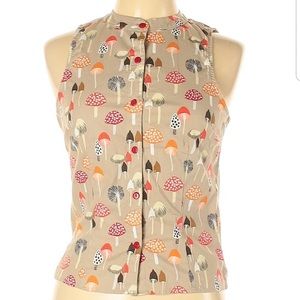 Retrolicious Mushroom Print Button Down Top